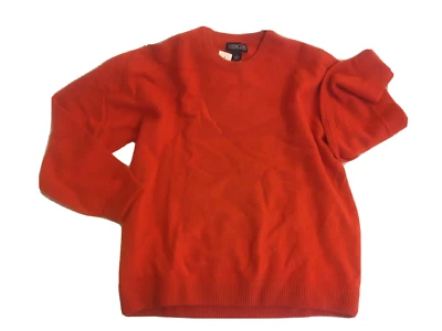 Men's Lands' End Large Orange Cashmere Lambswool crew neck sweater NWT - Image 1 of 4