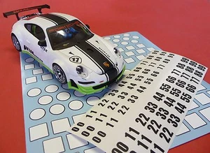Slotcar STARTNUMMERN Aufkleber in 1:24 für SCALEAUTO "Überlackierbar" 85991