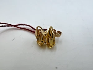 t710 Yellow Topaz and Gold Pear Earrings - Picture 1 of 7