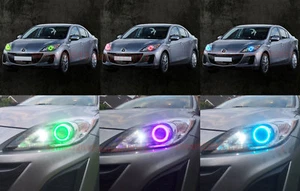 for Mazda 3 Sport 2010-2013 headlight RGB halo ring LED angel eye DRL blue tooth - Picture 1 of 22