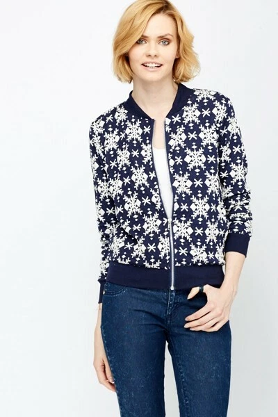 Women's Girls Fairisle Print Bomber Christmas Jacket Size 12 - Image 1 of 4