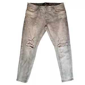 Jeans uomo Jordan Craig Ross effetto invecchiato skinny fit 40x32 ginocchia strappate orlo sfilacciato - Foto 1 di 18