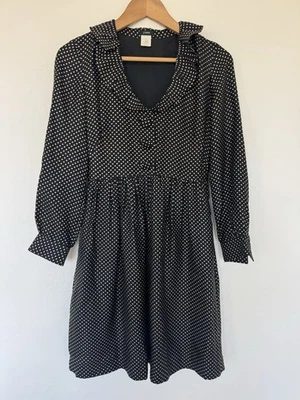 Vestido de fiesta vintage J Crew lunares Y2K vacaciones 100 % seda forrado usado en excelente estado negro marfil Foto 1 de 4