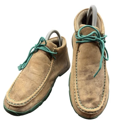 Chukka Moc Toe Shoes Mens Size 7 Brown Suede Lace Up Green Sole Casual WDM0020 - Image 1 of 4