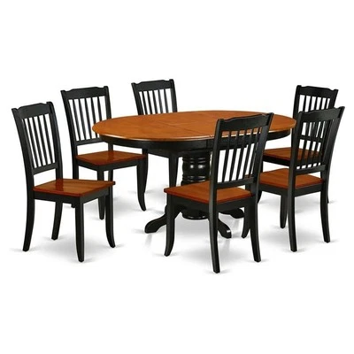 East West Furniture Kenley 7-piece Dining Set with Oval Table in Black/Cherry - Image 1 of 4