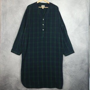 L.L.Bean Schlafhemd Herren Large schwarz Uhr kariert Flanell Nachthemd Baumwolle - Bild 1 von 18