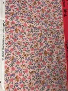 Vintage VIP Cranston Calico Fabric 1.25 yds-Pink floral Butterfly Print Quilt - Picture 1 of 4
