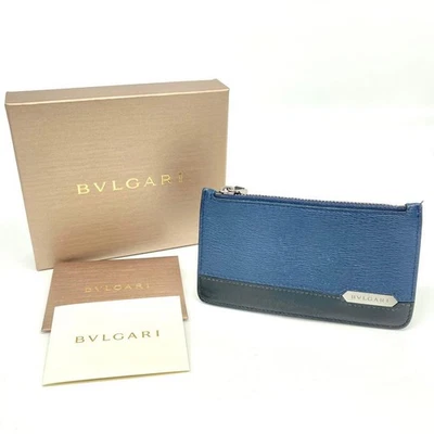 Bvlgari Estuche Fragmento Cuero Azul Organizador de Almacenamiento Foto 1 de 4