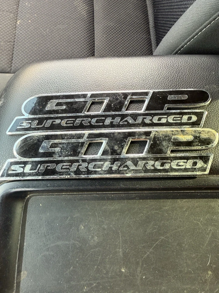 97-00 PONTIAC GRAND PRIX OEM GTP SUPERCHARGED EMBLEM DOOR BADGE LOGO PAIR SET - Image 1 of 2