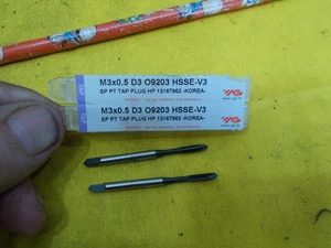 2 NEW M3x0.5 METRIC TAPS spiral point plug tap threading tool YG-1 KOREA - Picture 1 of 3