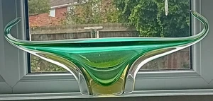 VINTAGE 1960s MURANO SOMMERSO ART GLASS GONDOLA CENTREPIECE.17 INCH WIDE.NO CHIP - Picture 1 of 7