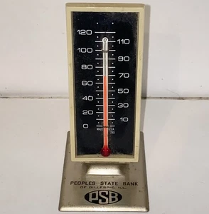 Vintage Peoples State Bank Of Gillespie Illinois Desktop Thermometer - Picture 1 of 10