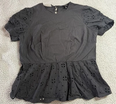 NWT Who What Wear Womens Side Zip Closure Eyelet Top Black Size XXL - Image 1 of 4