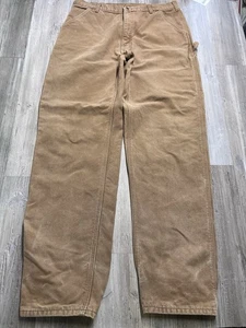 Vintage Carhartt Made in USA 36x36 Brown Blanket Lined B111 BRN Pants Tan Canvas - Picture 1 of 12