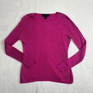 Classiques Entier Pink Ribbed Long Sleeve Round Neck Silk Sweater Womens S - Picture 1 of 6