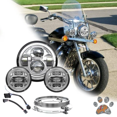 Luces de paso de 4,5" y faros LED de 7" para Honda Shadow ACE 1100 VT1100C2 750 Foto 1 de 4