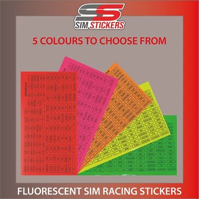 FLUORESCENT Border Stickers Car Sim Racing Button Box/Wheel VARIOUS COLOURS - Image 1 of 4