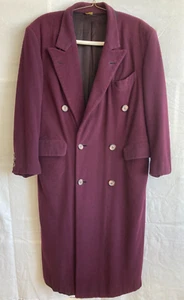 VTG 1980s Mens Double Breasted Overcoat Red Violet Retro 1940s look Jacket 42-44 - Picture 1 of 24