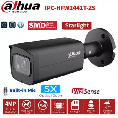 Dahua IPC-HFW2441T-ZS 4MP 5x Zoom Starlight POE IP Camera SMD+ In MIC Black - Image 1 of 4