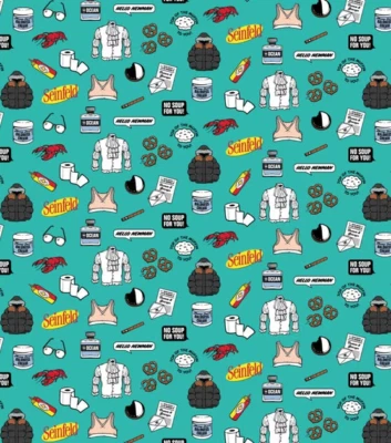 SEINFELD MEMORABLE  PRINT  100% COTTON FABRIC   18X43 INCHES - Image 1 of 2