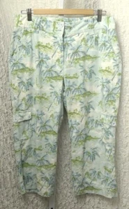 L.L. Bean Womens Capri Pants Size 12 REG Multicolor Tropical Pattern 100% Cotton - Picture 1 of 7