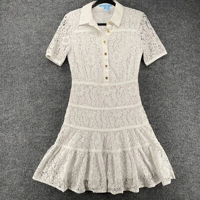 Vestido Draper James Talla 4 Blanco Encaje Ajuste Acampanado En Niveles Femenino Angelcore Poético Foto 1 de 4