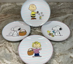 Peanuts 8 Inch Easter Salad Plates Snoopy, Charlie Brown, Lucy And Woodstock New - Picture 1 of 19