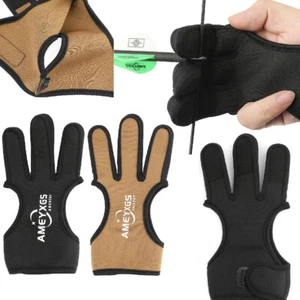 3 Finger Hunting Guard Glove Archery Protector Gear Recurve Bow Longbow RH LH - Picture 1 of 16