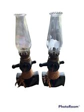 Dabs miniature oil lamps nautical theme pair of 2.