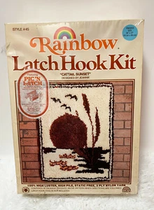 NOS Vintage Rainbow Latch Hook Kit Rainbow Cattail Sunset 20"x27" - Picture 1 of 9