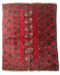 Fine Vintage Traditional Hand Made Oriental Wool Red Rug 104x82cm - Picture 1 of 8