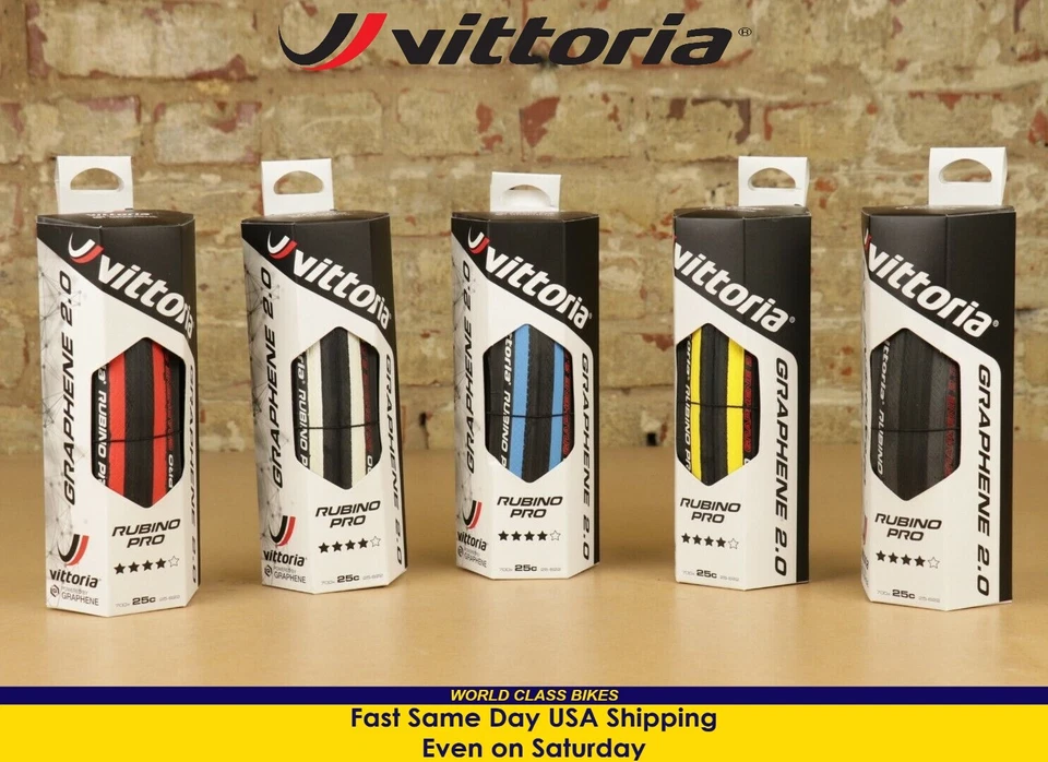 Vittoria Rubino Pro 700 x 25c Road Bike Tire Black, White, Red, Blue, Yellow,