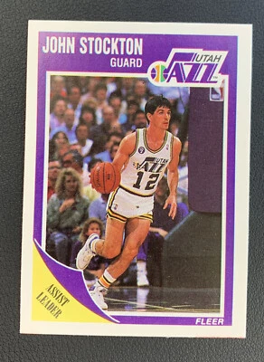 Vintage 1989 Fleer #156 JOHN STOCKTON Utah Jazz Gonzaga PG NBA HOF RARE NrMt/Mt - Image 1 of 2