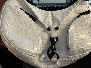 Rebecca Minkoff Julian Max Leather Croissant Optic White Shoulder Bag - Picture 1 of 7