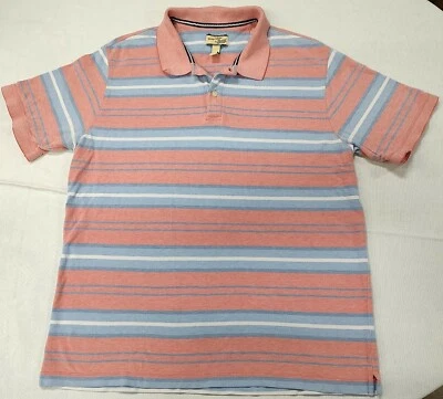Heritage Collection By Bass Hombre Algodón Polo Rojo y Azul Rayas Talla XL Foto 1 de 4