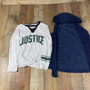Justice LOT Of 2 long Sleeve Shirts logo Hoodie Size 10 - Picture 1 of 10