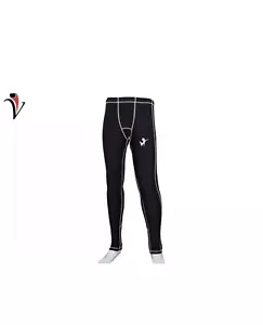 Activewear Mens Compression Pants Long Base Layer Running Yoga Gym Black&White - Picture 1 of 3