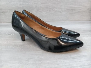 Clarks Artisan Women's Heel 7.5 Black Patent Leather Casual Comfort Shoes - Picture 1 of 10