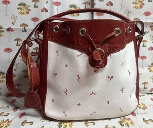 Petusco Spain western drawstring tote shoulder bag adjustable strap maroon white - Picture 1 of 11