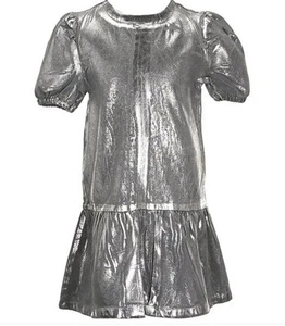 GB Girls Big Girls 7-16 Puff Sleeve Metallic Coated Dress Sz 14 New - Picture 1 of 8