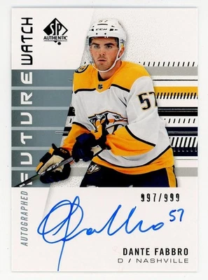 2019-20 SP Authentic NHL #179 Dante Dabbro Future Watch Auto /999 - Image 1 of 2