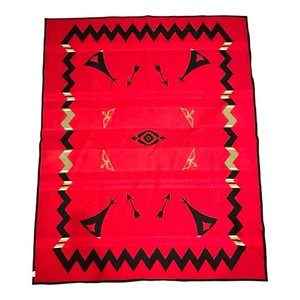 Pendleton Buffalo Lodge Wool Blanket 79x64 Southwest Vintage Indian Log Cabin - Picture 1 of 24