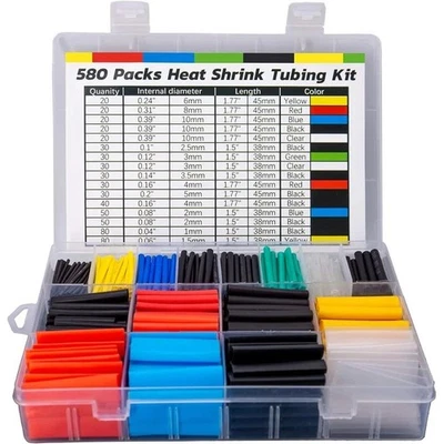 580Pcs Heat Shrink Tubing Tube Sleeve Kit Electrical Assorted Cable Wire Wrap - Image 1 of 4