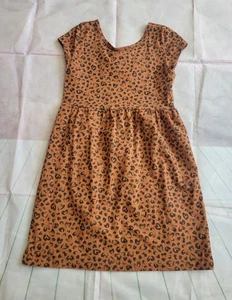 Carter's Girl's Size 8 Print Dress Heats Cheetah Brown Tan Short Sleeve - Picture 1 of 8
