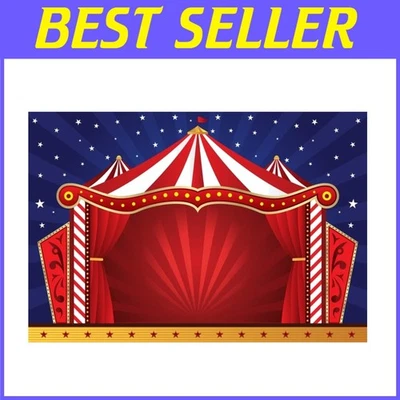 可折叠 10x8 英尺红色马戏团背景 - 适合照片展位和儿童活动 — 第 1/4 张图片