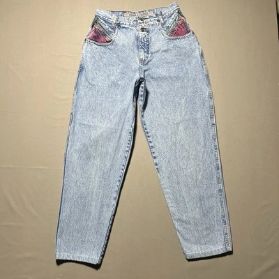 Jeans feminino vintage Zena color block cintura alta 11 lavagem quente afunilada mãe anos 90’ - Imagem 1 de 4