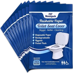 XL Flushable Disposable Toilet Seat Covers – Travel-Friendly Half-Fold Design - Picture 1 of 8