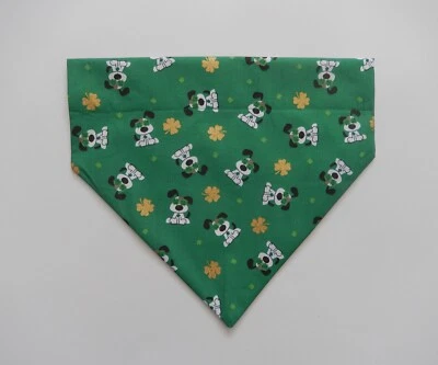 ST. PATRICK'S DAY "WOOF" DOG WITH GLASSES ON GREEN DOG SCARF/BANDANA--S, M, L - Image 1 of 3