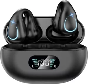 Open Ear Bone Conduction Headphones Bluetooth 5.3 Wireless Open Clip Ear Earbuds - Picture 1 of 9