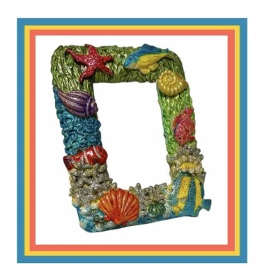 Marco de fotos colorido de diseño elevado en 3D de vida marina de 7 3/4 " (foto de 3 1/2 " x 5") Foto 1 de 4